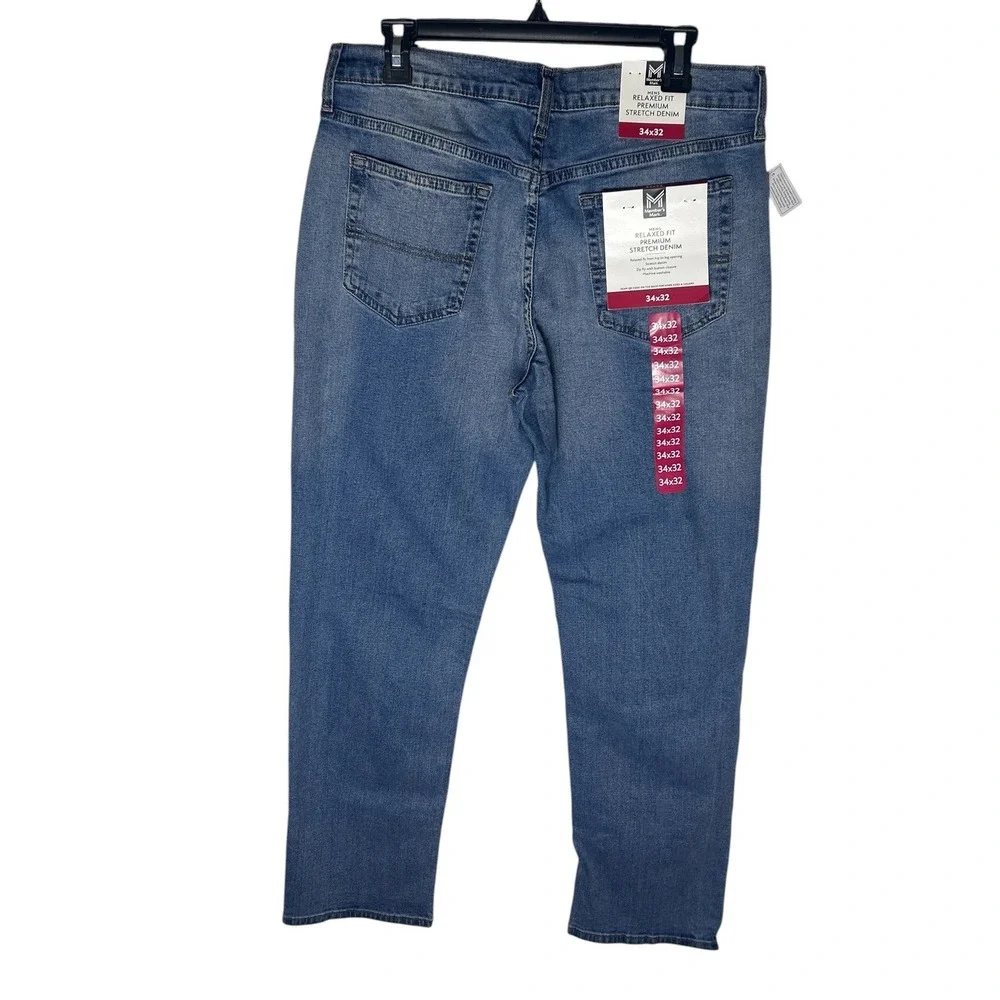 Members Mark Mens Relaxed Fit Premium Stretch Denim Blue‎ Jeans 34x32 NEW